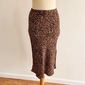 Madewell J.Crew Leopard Print Midi Skirt